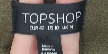 Womens UK Size 14 Topshop Regular Fit Paperbag Brown Trousers