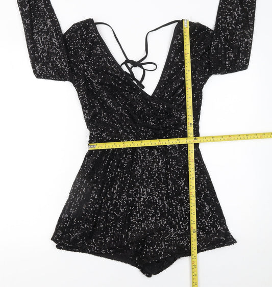 Womens UK Size 6 River Island One-Piece Black Playsuit