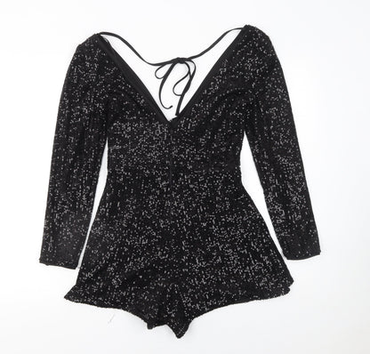 Womens UK Size 6 River Island One-Piece Black Playsuit