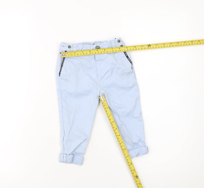 Ted Baker Boys Blue Khaki Trousers 9-12 Months Adjustable Waist Twill