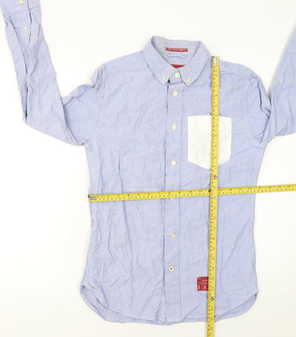 Superdry Mens Blue Button-Down Cotton Casual Long Sleeve Shirt Size S