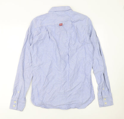 Superdry Mens Blue Button-Down Cotton Casual Long Sleeve Shirt Size S