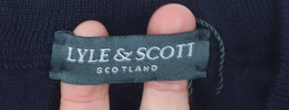 Lyle & Scott Men's Blue Wool V-Neck Sleeveless Vest Jumper Size L