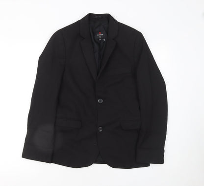 G.LEHMANN Boys Black Regular Fit Two-Button Blazer Jacket 170 Formal