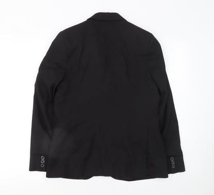 G.LEHMANN Boys Black Regular Fit Two-Button Blazer Jacket 170 Formal