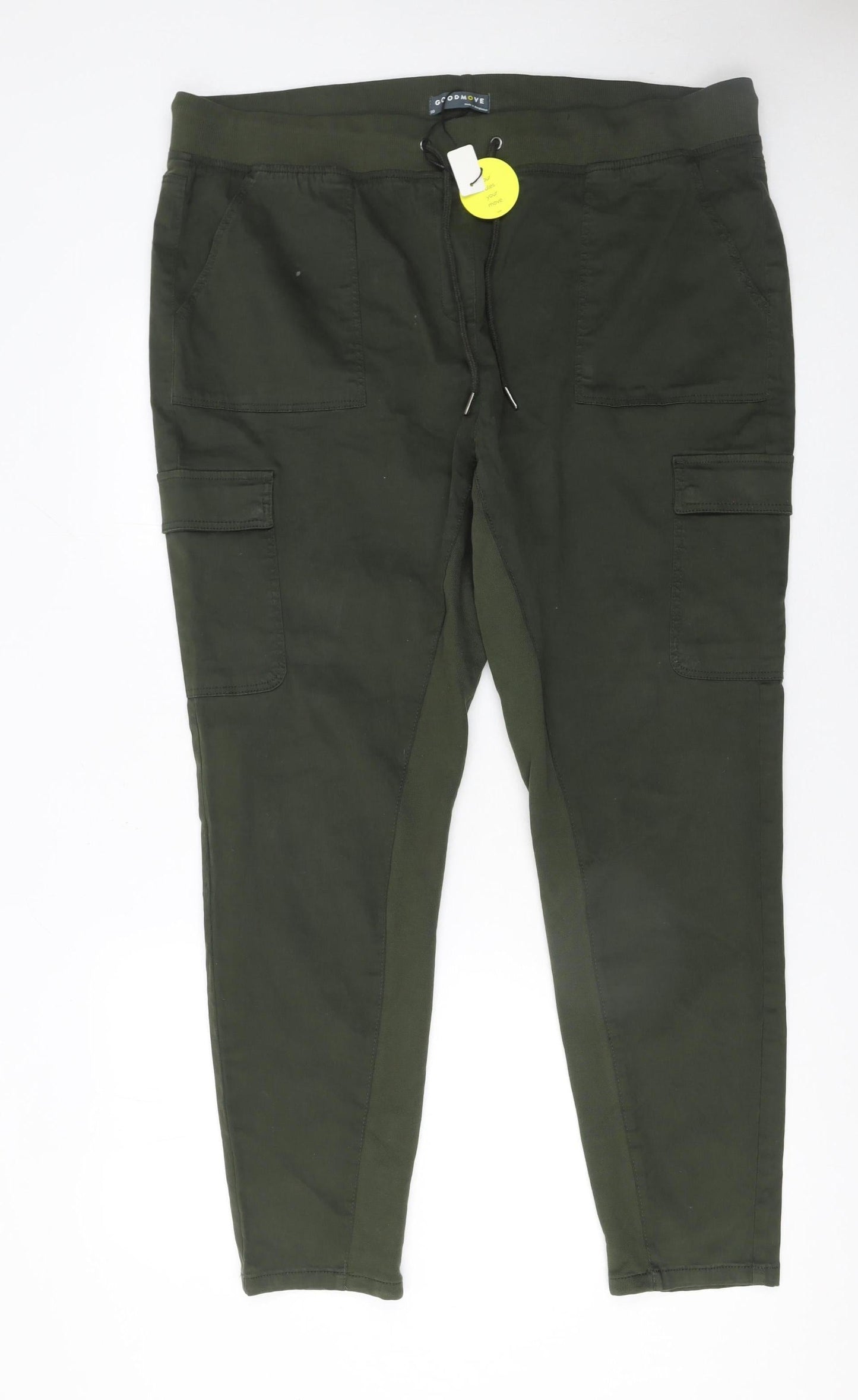 Marks and Spencer Women's Green Cargo Trousers Size 20 Long Cotton Blend