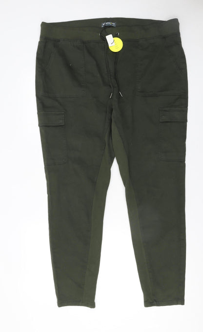 Marks and Spencer Women's Green Cargo Trousers Size 20 Long Cotton Blend