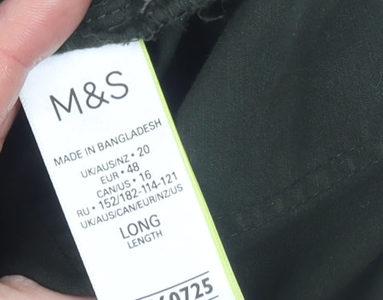Marks and Spencer Women's Green Cargo Trousers Size 20 Long Cotton Blend