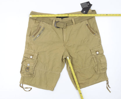 Xray Jeans Men's Beige Cargo Shorts Size 36 Cotton Belted Pockets