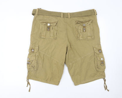 Xray Jeans Men's Beige Cargo Shorts Size 36 Cotton Belted Pockets