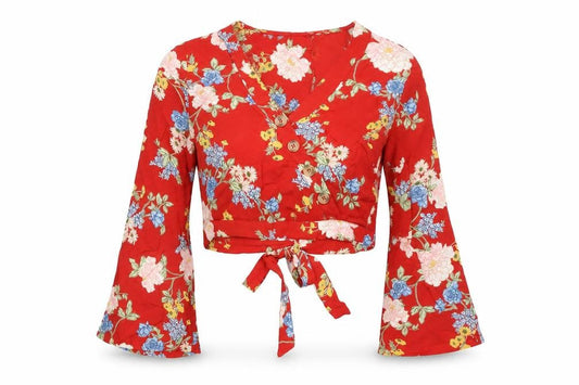 Womens UK Size 6 Miss Selfridge Red Wrap Blouse