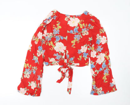 Womens UK Size 6 Miss Selfridge Red Wrap Blouse