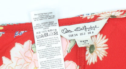 Womens UK Size 6 Miss Selfridge Red Wrap Blouse