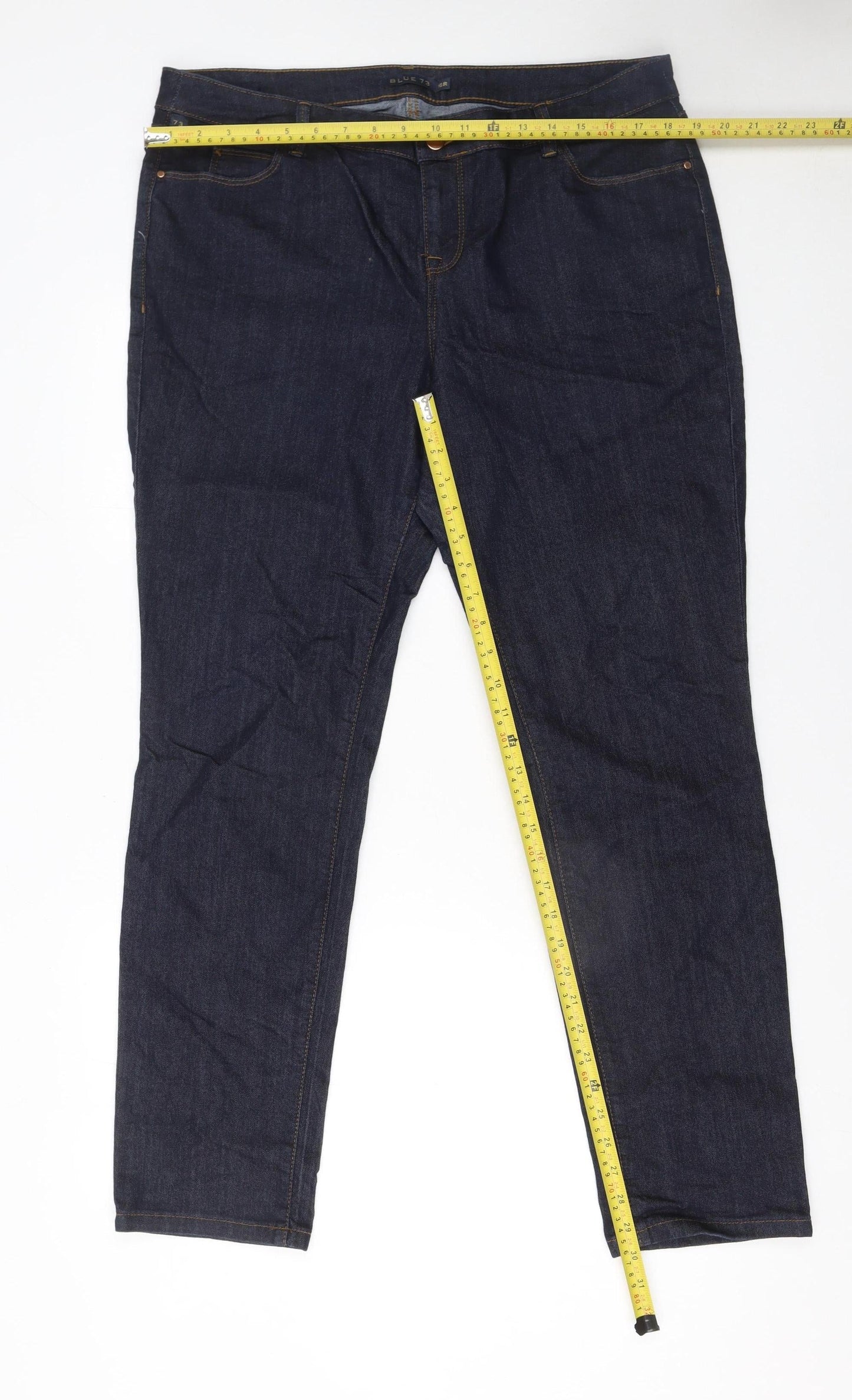 BLUE 73 Women's Blue Mid Rise Slim Fit Skinny Jeans Size 16R