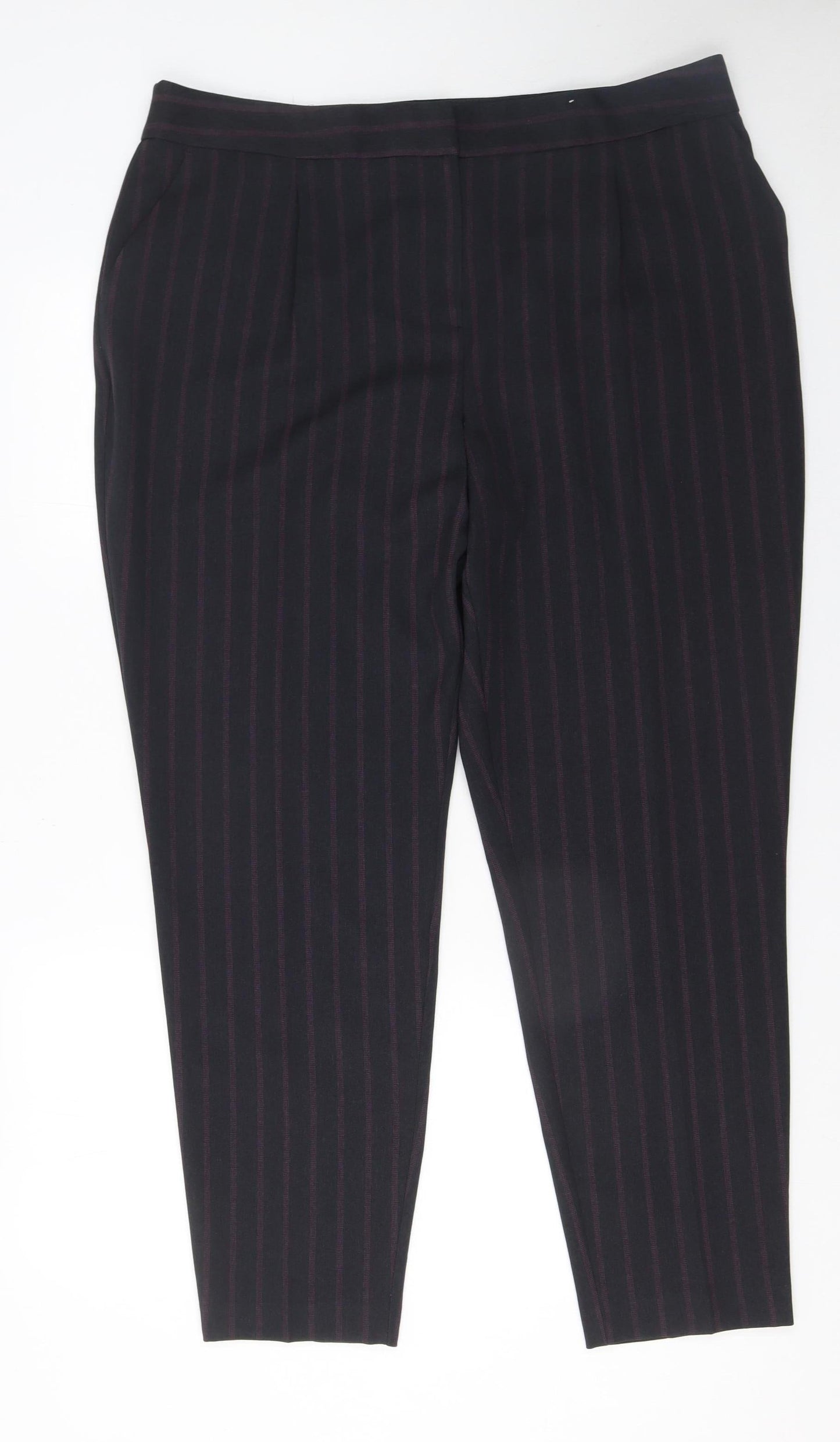 Tu Women’s Black Striped Tapered Trousers Size 18