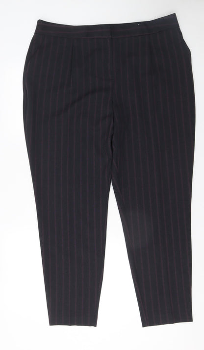 Tu Women’s Black Striped Tapered Trousers Size 18