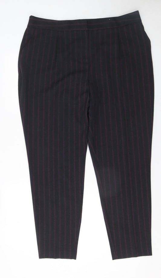 Tu Women’s Black Striped Tapered Trousers Size 18