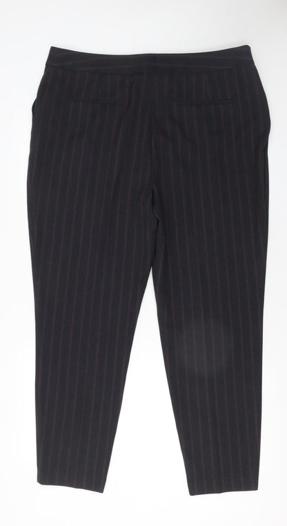 Tu Women’s Black Striped Tapered Trousers Size 18