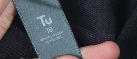 Tu Women’s Black Striped Tapered Trousers Size 18