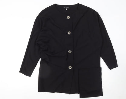 Womens UK Size 14 Kontrast Black Basic Blouse