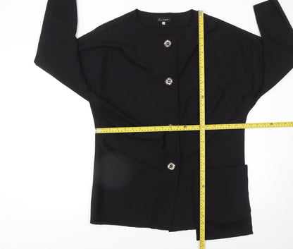Womens UK Size 14 Kontrast Black Basic Blouse