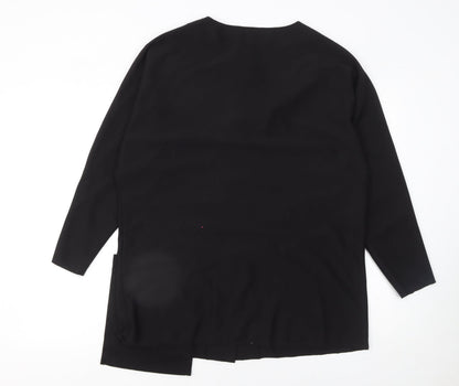 Womens UK Size 14 Kontrast Black Basic Blouse