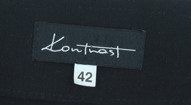Womens UK Size 14 Kontrast Black Basic Blouse