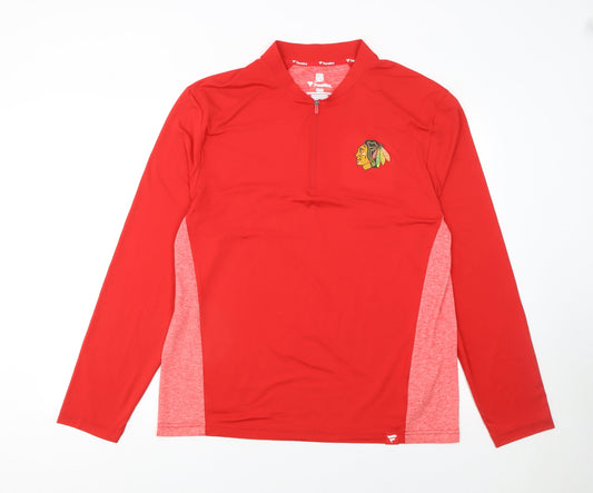 Mens UK Size L Fanatics Red 1/4 Zip Sweatshirt