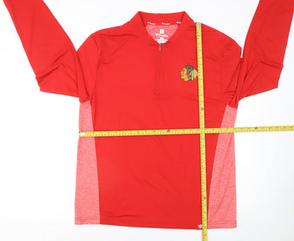 Mens UK Size L Fanatics Red 1/4 Zip Sweatshirt