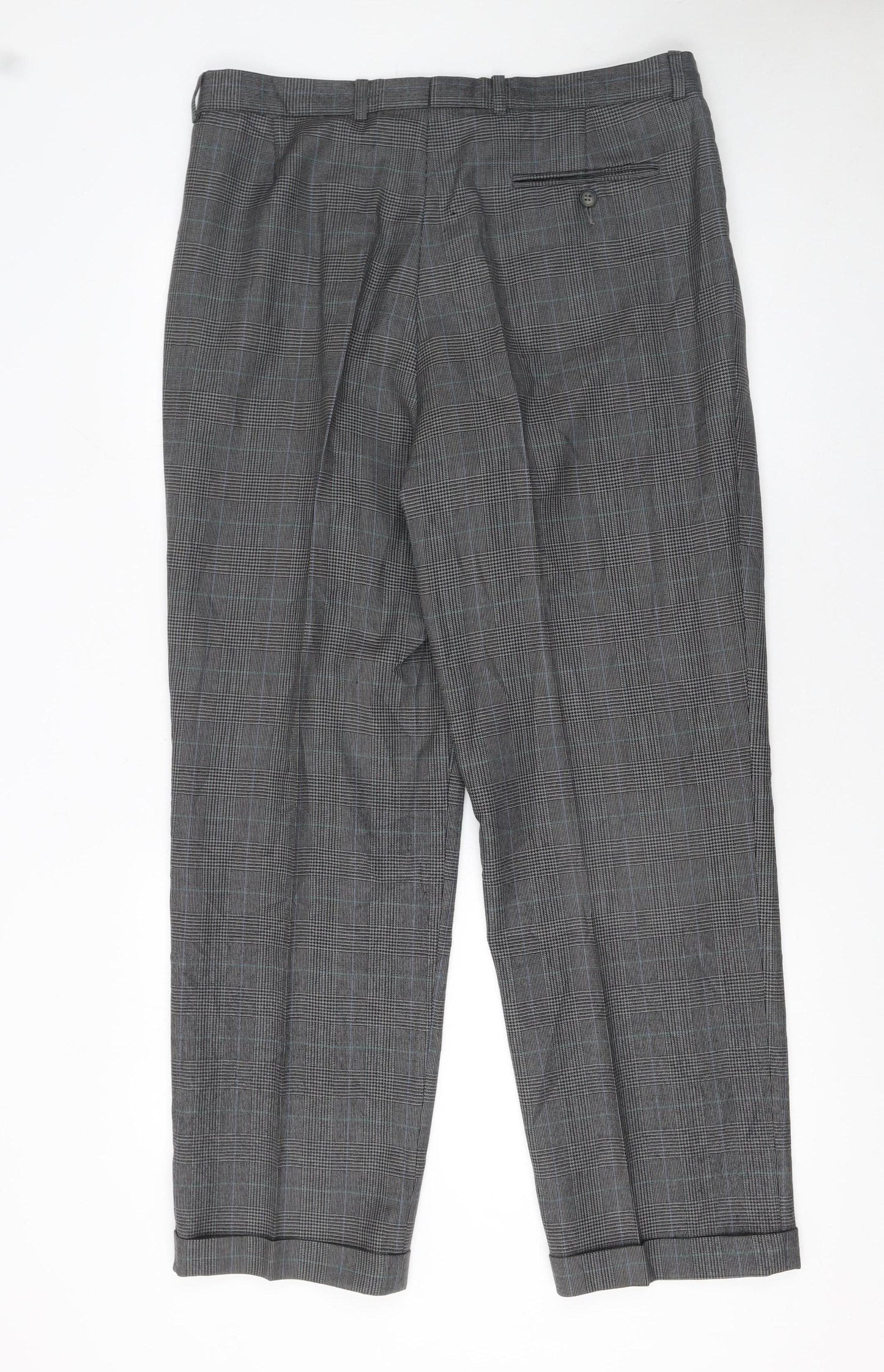 Mens UK Size L Jaeger Classic Fit Dress Pants Grey Trousers