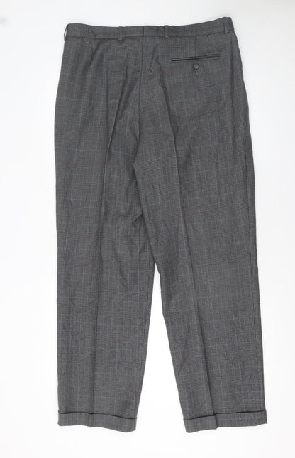 Mens UK Size L Jaeger Classic Fit Dress Pants Grey Trousers