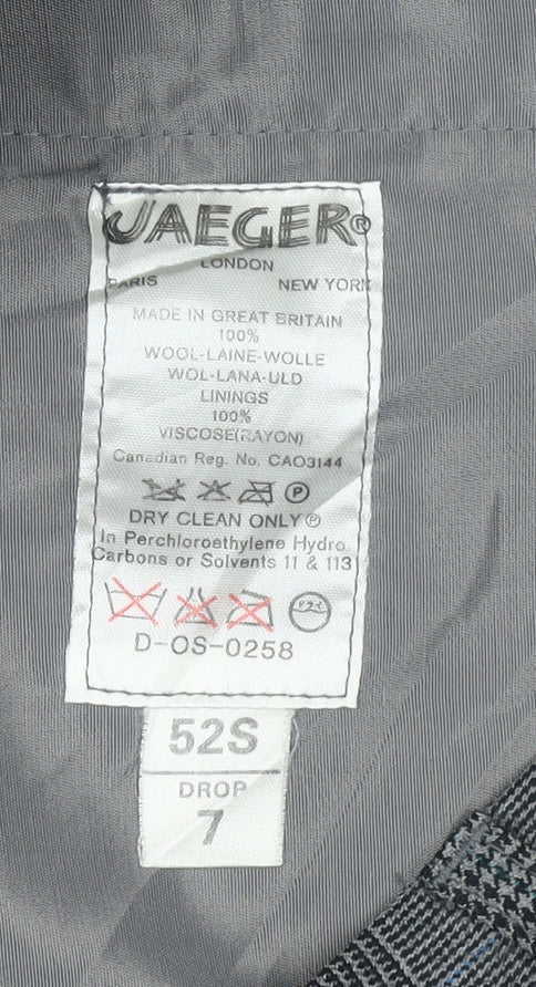 Mens UK Size L Jaeger Classic Fit Dress Pants Grey Trousers