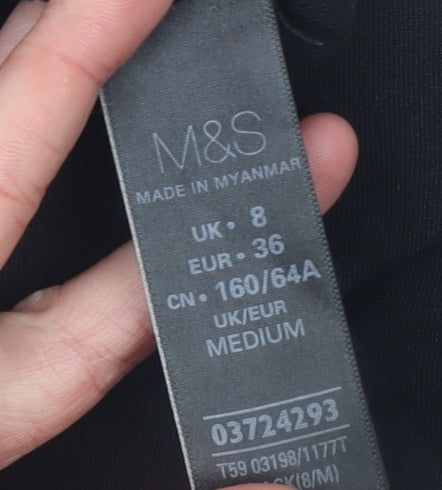 Womens UK Size 8 Marks and Spencer Regular Fit Dress Pants Black Trousers