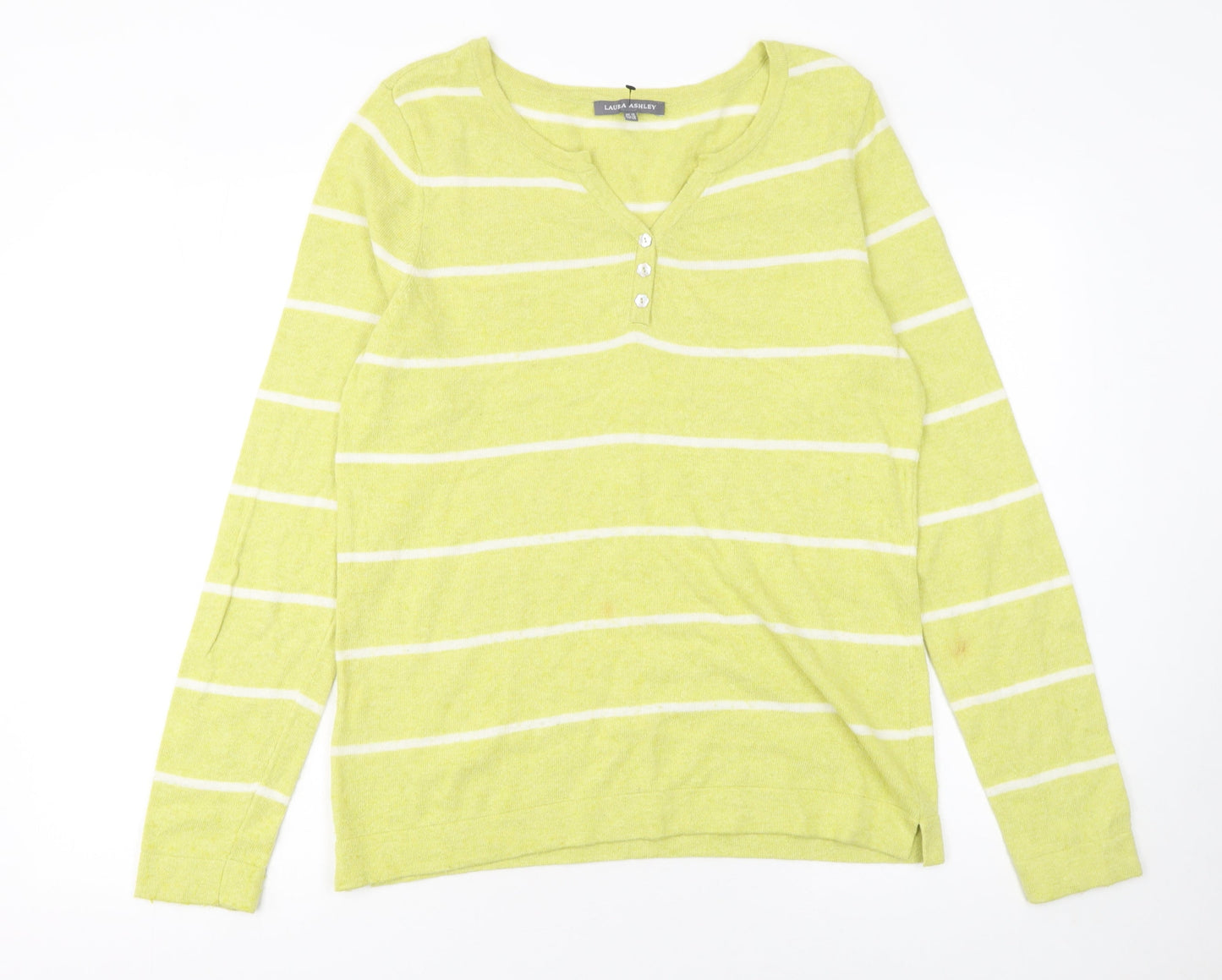 Womens UK Size 12 Laura Ashley Green Henley Jumper