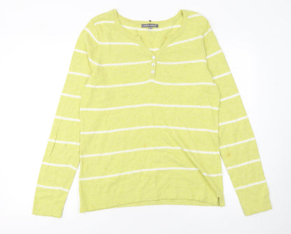 Womens UK Size 12 Laura Ashley Green Henley Jumper