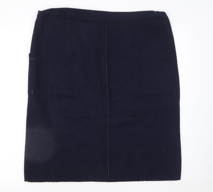White Stuff Women’s Blue Knee Length Wool Blend Pencil Skirt Size 16
