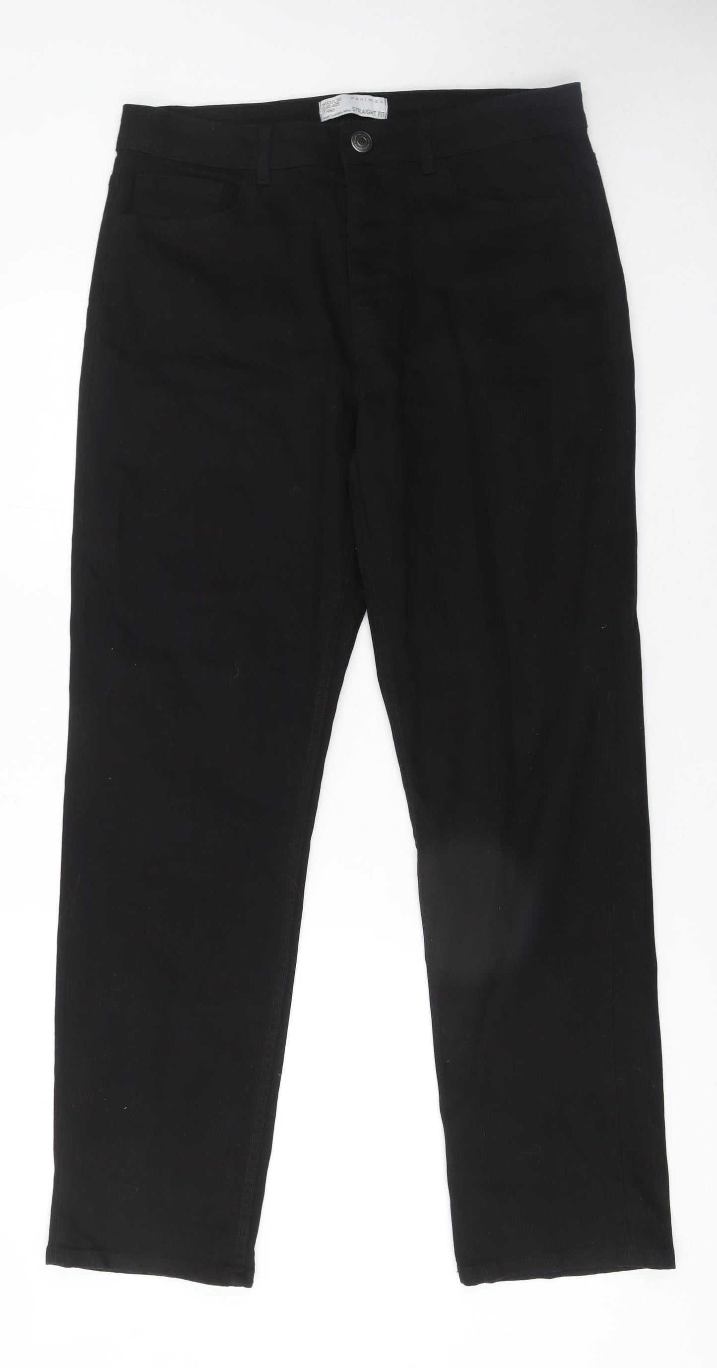 Mens UK Size M denim co Regular Fit Straight Black Jeans