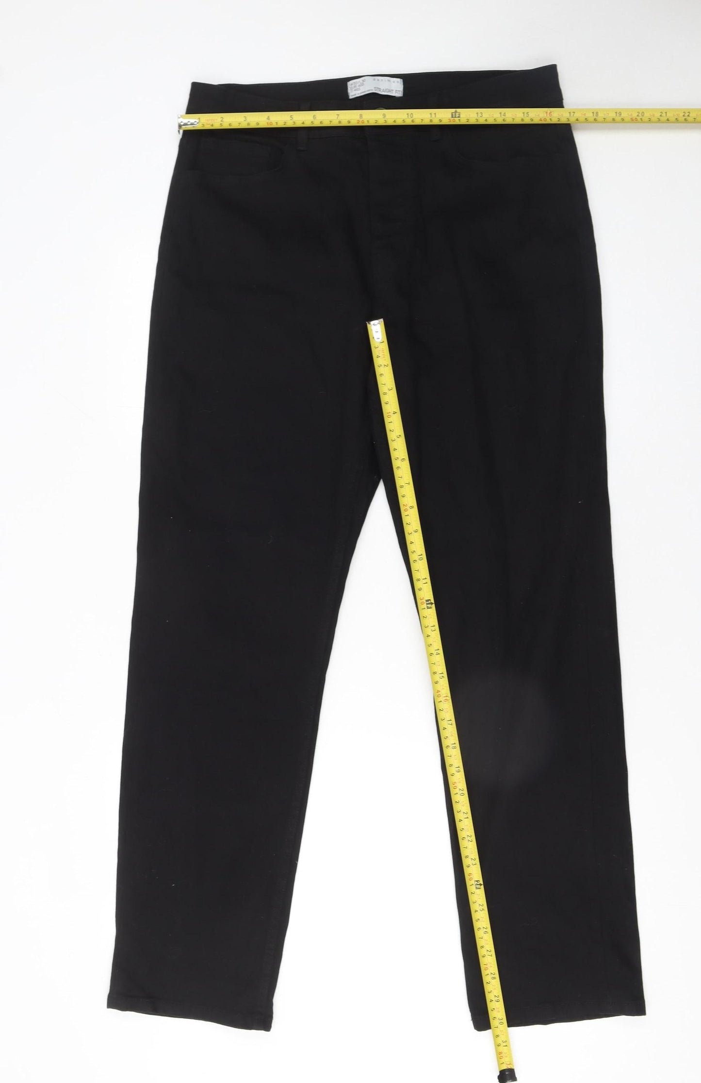 Mens UK Size M denim co Regular Fit Straight Black Jeans