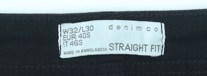 Mens UK Size M denim co Regular Fit Straight Black Jeans
