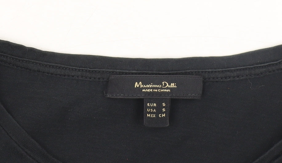 Womens UK Size S Massimo Dutti Black Basic T-Shirt
