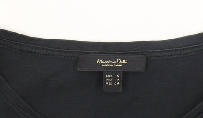 Womens UK Size S Massimo Dutti Black Basic T-Shirt