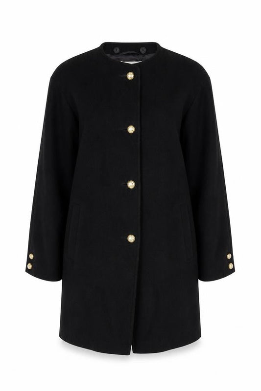 Windsmoor Women's Black Wool Mid-Length Overcoat Size 12
