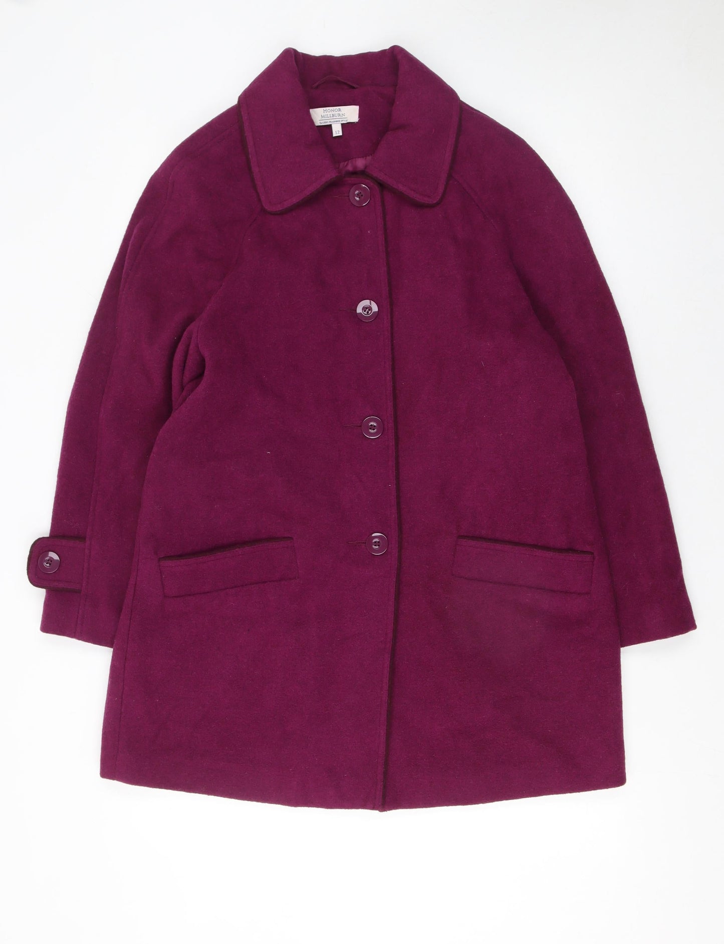 Womens UK Size 12 Honor Millburn Purple Overcoat
