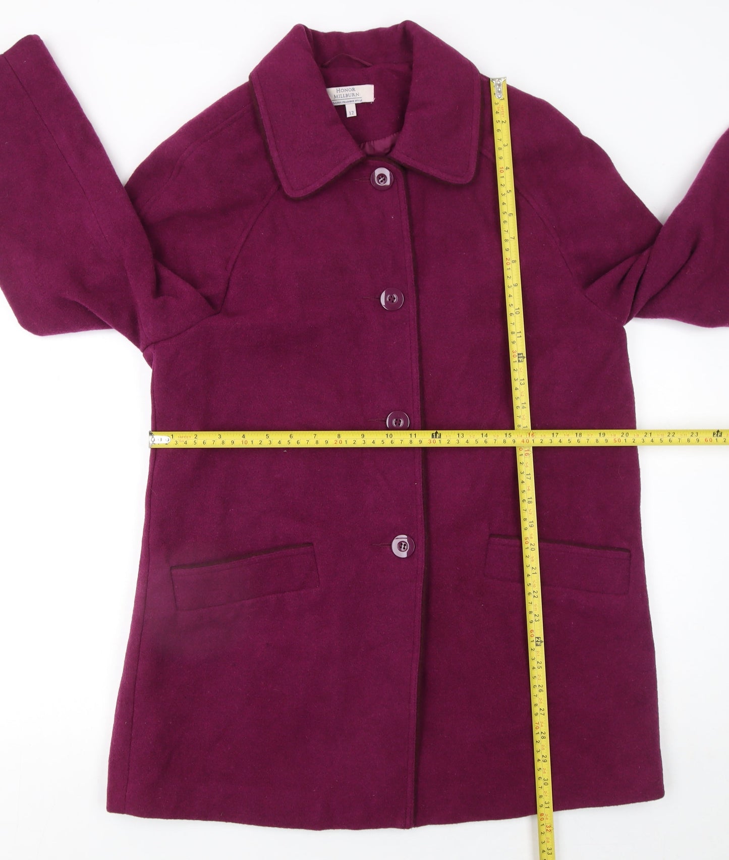 Womens UK Size 12 Honor Millburn Purple Overcoat
