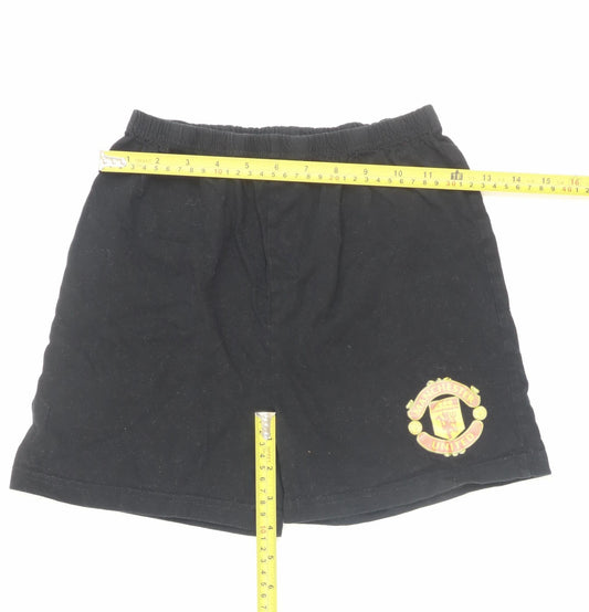 Manchester United Boys Black 10-11 Years Cotton Athletic Football Shorts