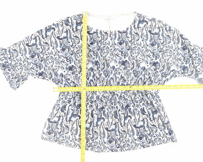 Womens UK Size M Gallery Blue Tunic Blouse