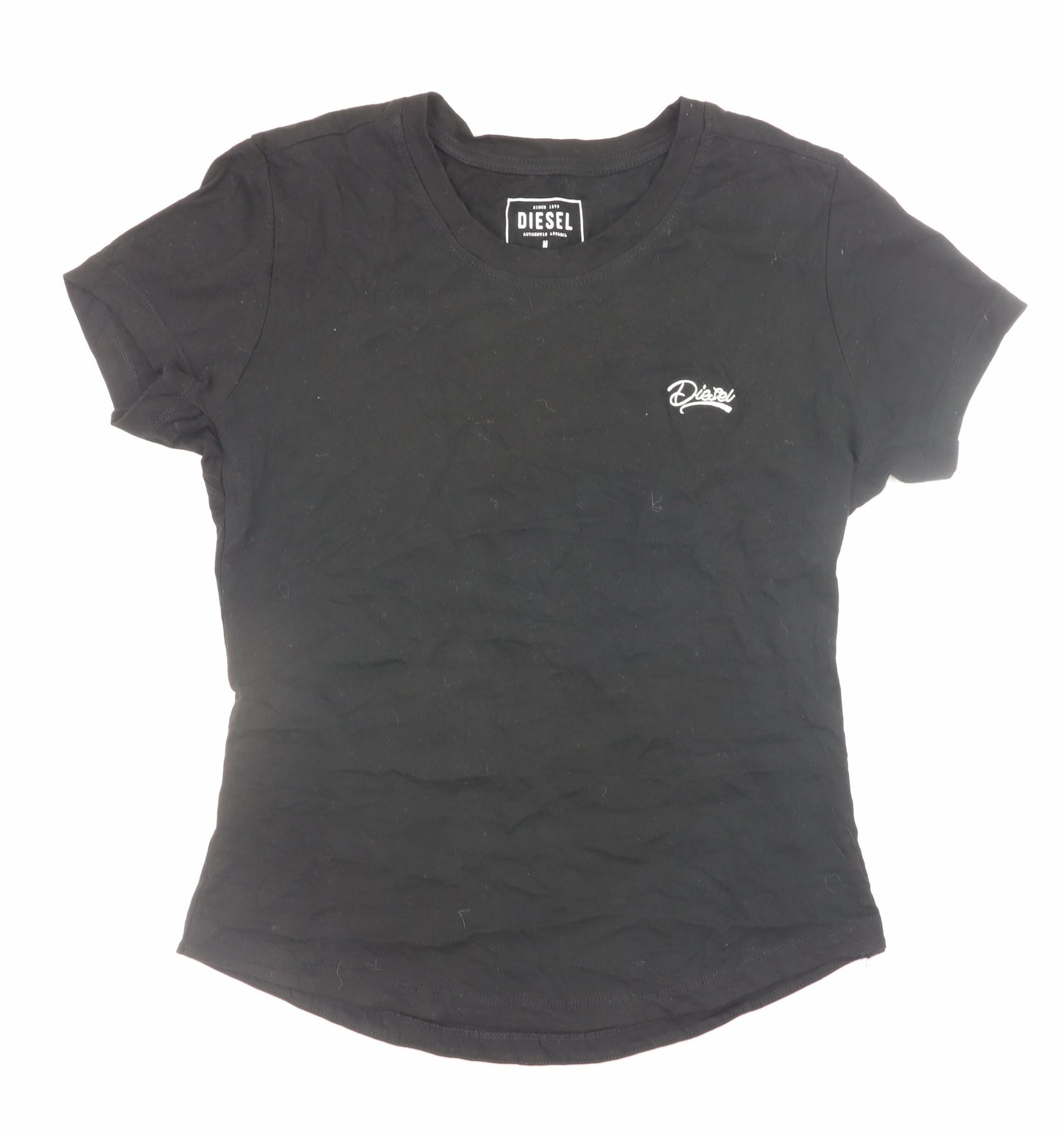 Womens UK Size M Diesel Black Basic T-Shirt