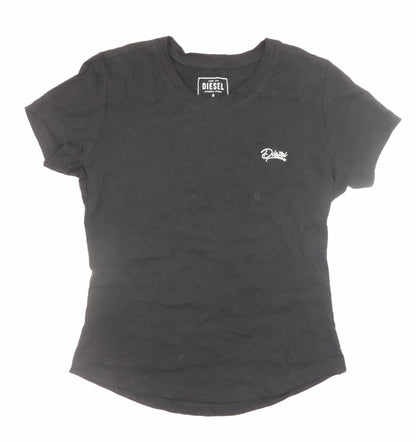 Womens UK Size M Diesel Black Basic T-Shirt