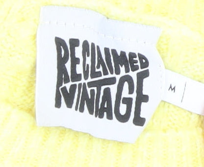 Womens UK Size M Reclaimed Vintage Yellow Pullover Jumper