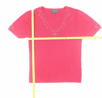 Womens UK Size 14 Eternal Collection Pink Basic T-Shirt